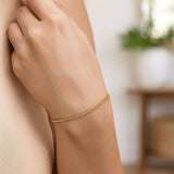 14K Yellow Gold Sparkle Spring Chain Bracelet (2.10 mm) thumbnail 3