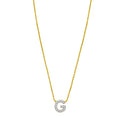 14K yellow gold initial G necklace with mini diamond accent