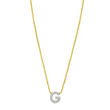 14K Yellow Gold Mini Diamond G Initial Pendant Necklace thumbnail 1