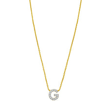 14K Yellow Gold Mini Diamond G Initial Pendant Necklace