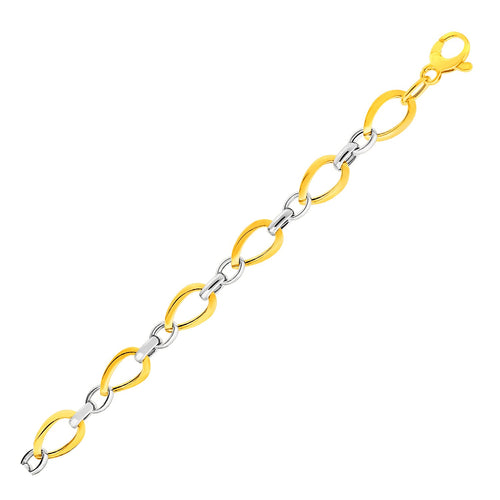 Twisted Oval Chain Bracelet in 14k Two Tone Gold (7.40 mm)