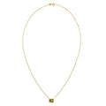 14K yellow gold necklace with emerald cut peridot center stone