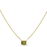 14K Yellow Gold Emerald Cut Peridot Necklace thumbnail 2