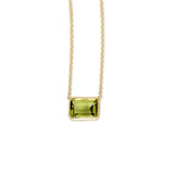 14K Yellow Gold Emerald Cut Peridot Necklace thumbnail 3