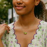 14K Yellow Gold Emerald Cut Peridot Necklace thumbnail 6