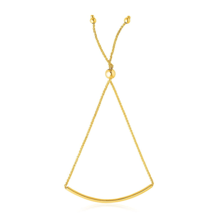 14k Yellow Gold Smooth Curved Bar Lariat Design Bracelet (0.80 mm)