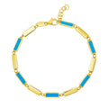 14K yellow gold bracelet with rectangle turquoise link stones