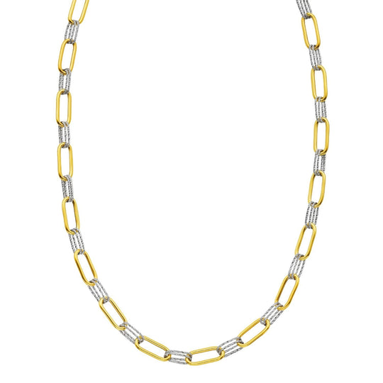 14K two-tone gold paperclip chain necklace with 6.20 mm links