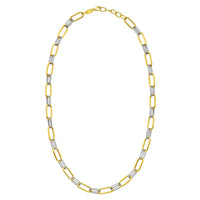 14K Two Tone Gold Diamante Paperclip Necklace (6.20 mm)