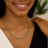 14K Two Tone Gold Diamante Paperclip Necklace (6.20 mm) thumbnail 3