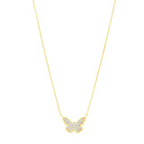 Checkered Butterfly Necklace in 14K Yellow Gold thumbnail 1