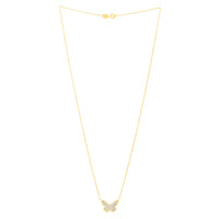 Checkered Butterfly Necklace in 14K Yellow Gold