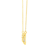 Checkered Butterfly Necklace in 14K Yellow Gold
