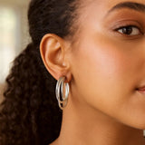 Sterling Silver Triple Row Hoop Earrings thumbnail 3