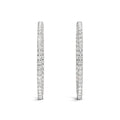 14K white gold hoop earrings with shared prong round diamond stones