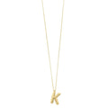 14K yellow gold initial K pendant with polished letter form and top bail