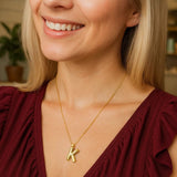 14K Yellow Gold Helium Initial K Pendant thumbnail 4