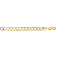 10 mm 14k Two Tone Gold Pave Curb Chain (9.70 mm)