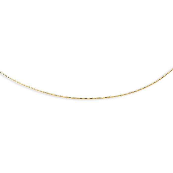 14k Yellow Gold Round Omega Necklace with Diamond Cuts (1.5 mm)