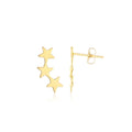 14K yellow gold star climber stud earrings with polished faceted edges