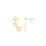 14K Yellow Gold Star Climber Stud Earrings thumbnail 1