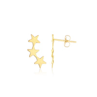 14K Yellow Gold Star Climber Stud Earrings