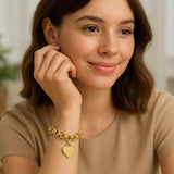 Heart Tag with Rolo Link Bracelet in 14K Yellow Gold (11.40 mm) thumbnail 3