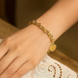Heart Tag with Rolo Link Bracelet in 14K Yellow Gold (11.40 mm) thumbnail 6