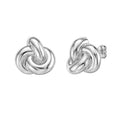 Sterling silver 925 puffed love knot stud earrings with polished crossed bands