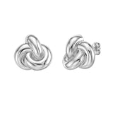 Sterling silver 925 puffed love knot stud earrings with polished crossed bands thumbnail 1