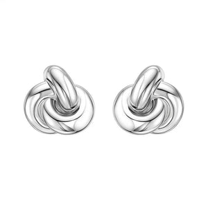 Sterling Silver Puffed Love Knot Stud Earrings