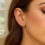 14K Yellow Gold High Polish North Star Diamond Earrings thumbnail 3