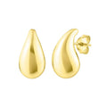 14K yellow gold raindrop stud earrings with smooth polished finish