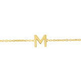 14K Yellow Gold Mini Initial M Bracelet thumbnail 2