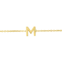 14K Yellow Gold Mini Initial M Bracelet
