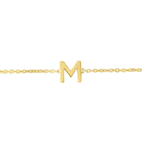 14K Yellow Gold Mini Initial M Bracelet