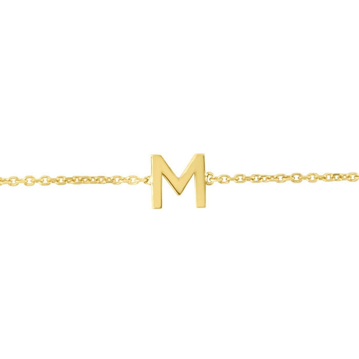 14K Yellow Gold Mini Initial M Bracelet