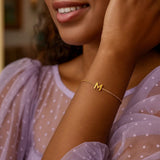 14K Yellow Gold Mini Initial M Bracelet thumbnail 3