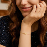 14K Yellow Gold Mini Initial M Bracelet thumbnail 4
