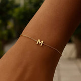 14K Yellow Gold Mini Initial M Bracelet thumbnail 6