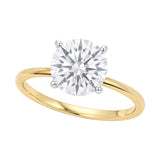 10K yellow gold ring with 1 round diamond stone in a solitaire setting thumbnail 1