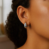 Sterling Silver Twisted Puff C Hoop Earrings thumbnail 4