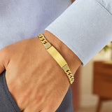 14K Yellow Gold Lite Cuban ID Bracelet (9.10 mm) thumbnail 2