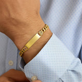 14K Yellow Gold Lite Cuban ID Bracelet (9.10 mm) thumbnail 3