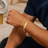 14K Yellow Gold Lite Cuban ID Bracelet (9.10 mm) thumbnail 4