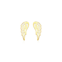 14k Yellow Gold Polished Wing Post Earrings