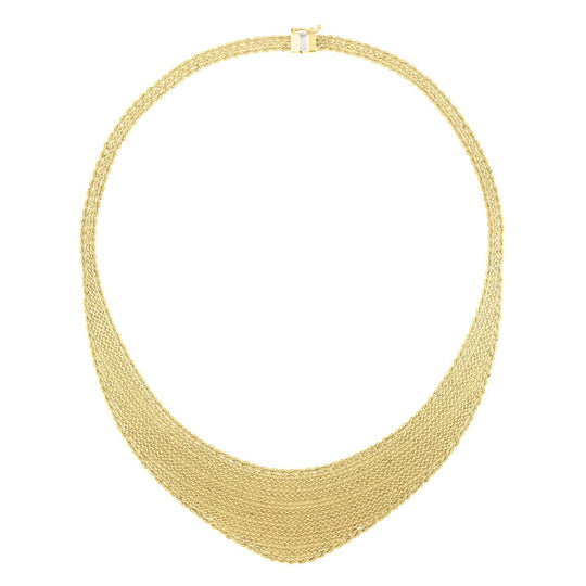 14K yellow gold graduated necklace with tapered links and secure clasp