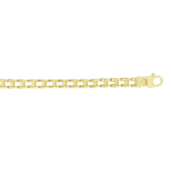 14k Yellow Gold Men's Bracelet with Rail Motif Links