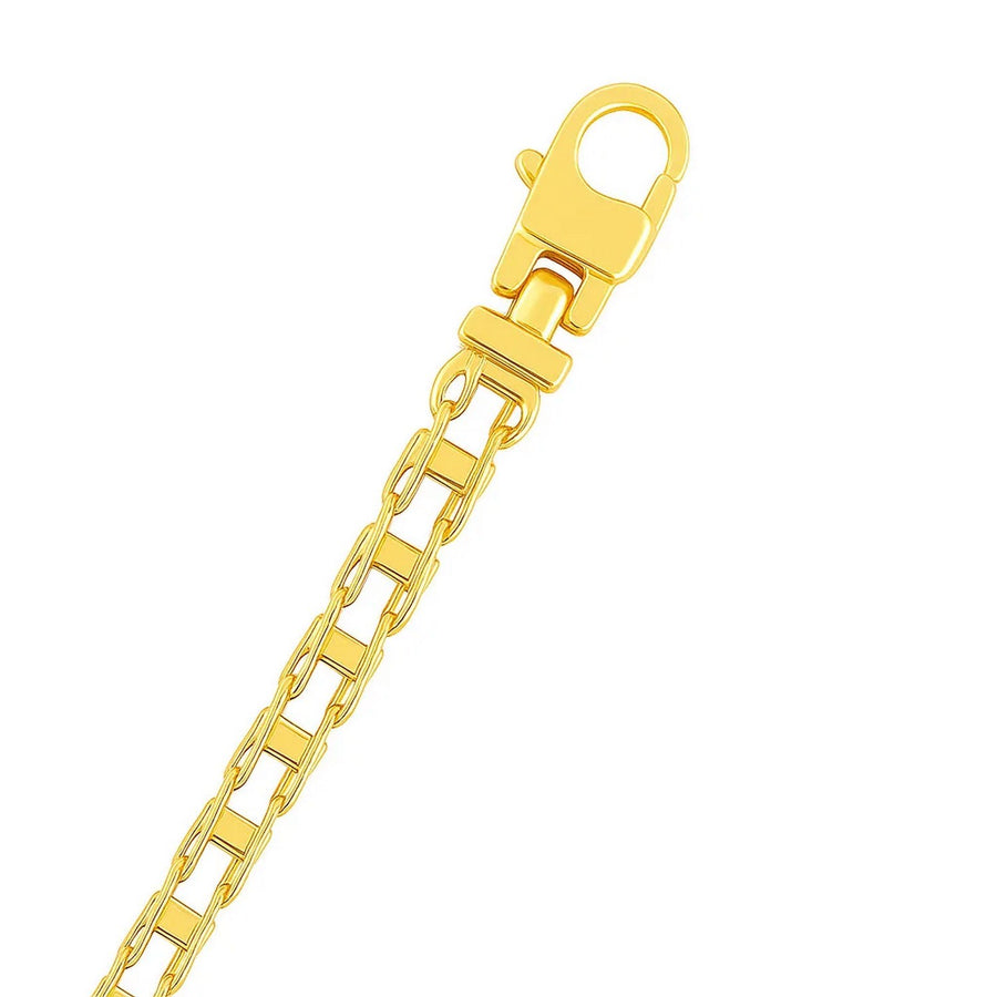 14k Yellow Gold Men's Bracelet with Rail Motif Links