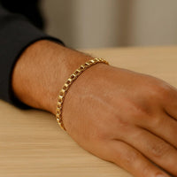14k Yellow Gold Men's Bracelet with Rail Motif Links